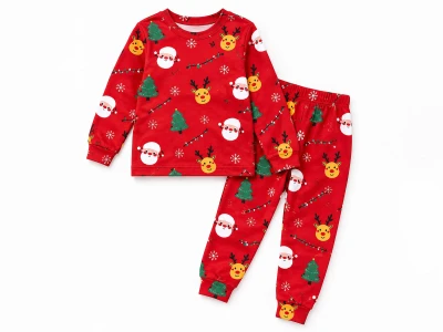 Toptan SÜPERMİNİ Noel Baba Baskılı Erkek Çocuk Pijama Takımı - Toptan Çocuk Giyim Beniz Kids