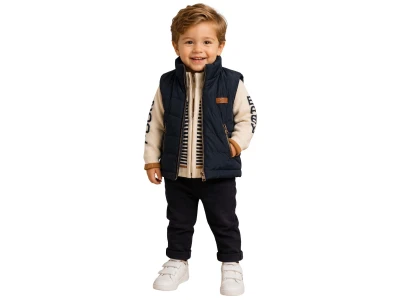 Toptan NOWA Nowa Armalı Yelekli Hırkalı Erkek Bebe Dörtlü Takım  - Toptan Çocuk Giyim Beniz Kids
