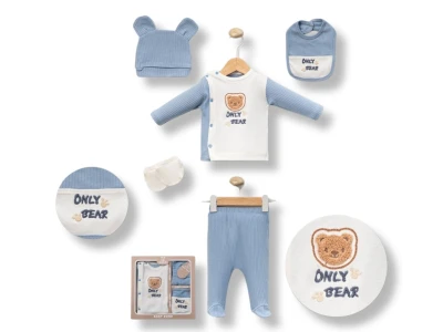 Only Bear Baskılı Erkek Bebe Hastane Çıkış 5li Set 