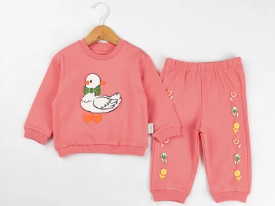 Toptan COMİX Ördek Baskılı Kız Takım - Toptan Çocuk Giyim Beniz Kids