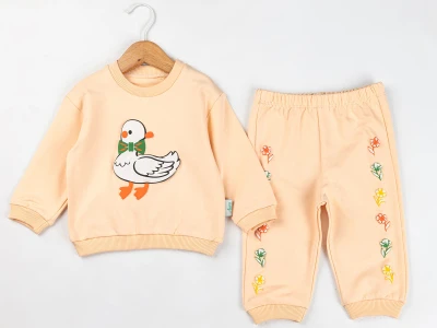 Toptan COMİX Ördek Baskılı Kız Takım Пломбир - Beniz Bebe