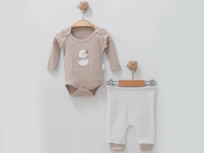 Toptan NAYINOM Ördek Nakışlı Erkek Bebe Takım  - Toptan Çocuk Giyim Beniz Kids