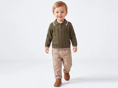 Toptan CANÖZ Örgü Desenli Kazaklı Erkek Bebe 2'li Takım - Toptan Çocuk Giyim Beniz Kids