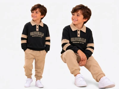 Toptan BICIR KİDS Original Baskılı Erkek Takım SİYAH - Beniz Bebe
