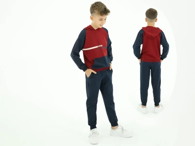 Toptan BICIR KİDS Original Baskılı Kanguru Cepli Erkek Takım  - Toptan Çocuk Giyim Beniz Kids