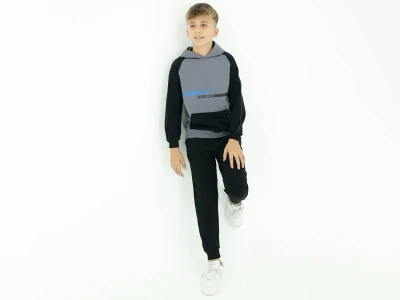 Toptan BICIR KİDS Original Baskılı Kanguru Cepli Erkek Takım  - Toptan Çocuk Giyim Beniz Kids