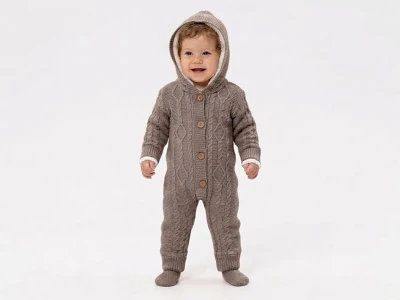 Toptan ÖZ-KA LİFE Örme Bebek Unisex Tulum KAHVERENGİ - Beniz Bebe
