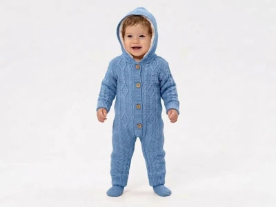 Toptan ÖZ-KA LİFE Örme Bebek Unisex Tulum MAVİ - Beniz Bebe