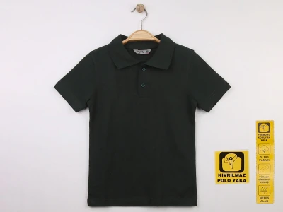 Toptan NZY Ortaokul Boy Nefti Renk Kıvrılmaz Yaka Okul Polo Yaka Lakos Tişört - Toptan Çocuk Giyim Beniz Kids