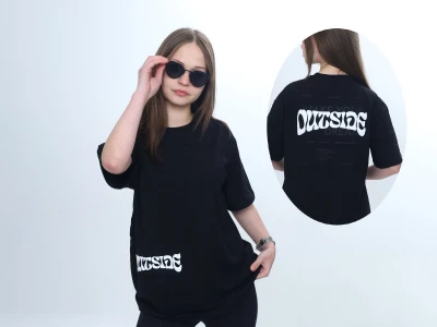 Outside Baskılı Unisex Tişört