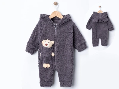 Toptan DENİTO Oyuncaklı Peluş Unisex Bebe Tulum - Toptan Çocuk Giyim Beniz Kids
