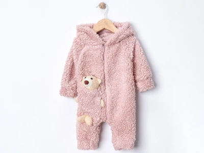 Toptan DENİTO Oyuncaklı Peluş Unisex Bebe Tulum GÜLKURUSU - Beniz Bebe