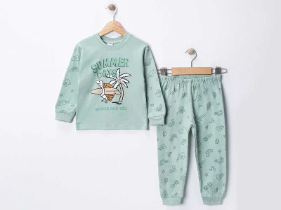 Palmiye Baskılı Erkek Bebe Pijama Takım
