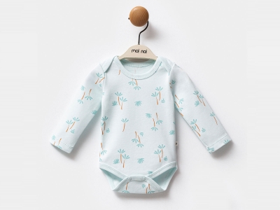 Palmiye Desenli Erkek Bebe Çıtçıtlı Badi