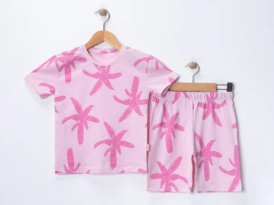 Palmiye Desenli Kız Pijama Takım