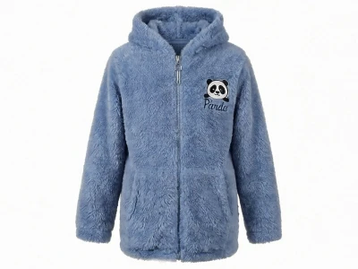 Toptan STAR POP Panda Nakışlı Well Soft Peluş Erkek Hırka MAVİ - Beniz Bebe