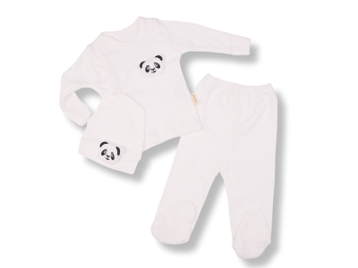 Panda Nakışlı Yenidoğan Erkek Bebe Takım