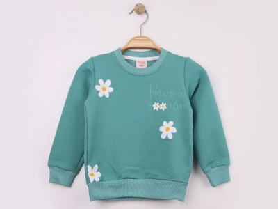 Toptan WENGE KİDS Papatya Baskılı Kız Sweat - Toptan Çocuk Giyim Beniz Kids