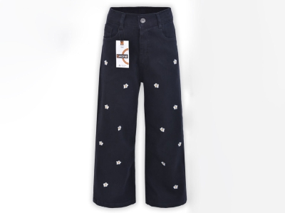 Papatya Nakışlı Kız Kot Pantolon