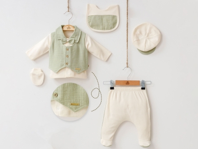 Toptan MİNİZEYN Papyon Detaylı  Erkek Bebe 5li Set - Toptan Çocuk Giyim Beniz Kids