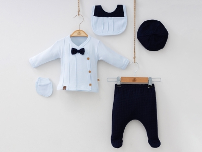 Toptan MİNİZEYN Papyonlu Erkek Bebe 5li Set - Toptan Çocuk Giyim Beniz Kids
