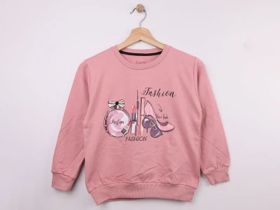 Toptan STAR FİLE Parfüm Baskılı Kız Sweat  - Toptan Çocuk Giyim Beniz Kids