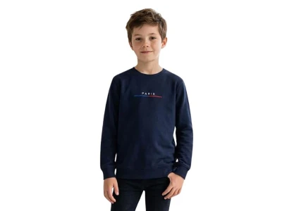 Toptan TANEM KİDS Paris Baskılı Şardonlu 3 İp Erkek Çocuk Sweat LACİVERT - Beniz Bebe