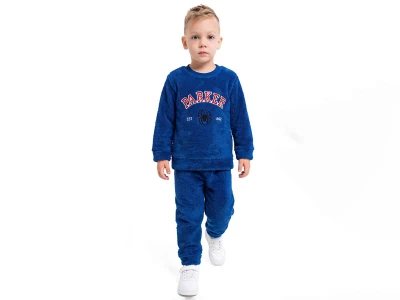 Toptan LİZARD Parker Nakışlı Well Soft Peluş Erkek Takım  темно-синий - Beniz Bebe