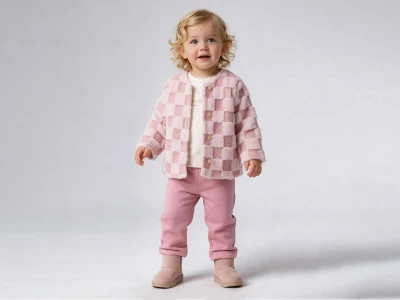 Toptan BEYAZ BEBEK Peluş Ceketli 3'lü Kız Bebek Takım - Toptan Çocuk Giyim Beniz Kids