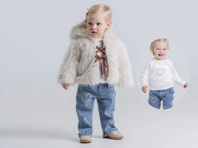 Toptan PAMPAL KİDS Peluş Ceketli Üçlü Kız Takım - Toptan Çocuk Giyim Beniz Kids