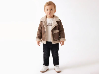 Toptan CANÖZ Peluş Detaylı Ceketli Üçlü Erkek Takım - Toptan Çocuk Giyim Beniz Kids