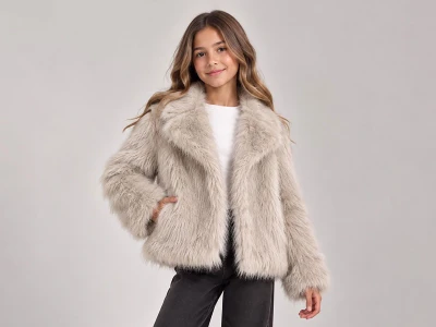 Toptan ÖZ BEBE Peluş Kız Ceket BEJ - Beniz Bebe