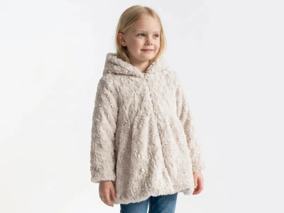 Toptan CARİNO Peluş Kız Çocuk Mont White - Beniz Bebe