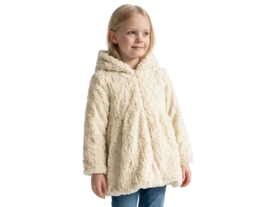 Toptan CARİNO Peluş Kız Çocuk Mont Beige - Beniz Bebe