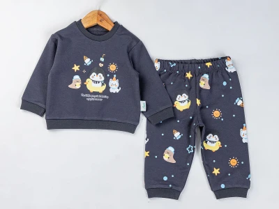 Toptan COMİX Penguen Baskılı Erkek Bebek Takım - Toptan Çocuk Giyim Beniz Kids