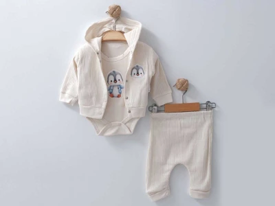 Penguen  Baskılı Unisex Bebe Takım 