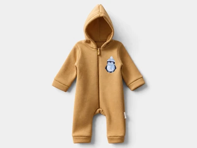 Toptan BAM-BİNO Penguen İşlemeli Şardonlu 3 İp Erkek Bebek Tulum - Toptan Çocuk Giyim Beniz Kids