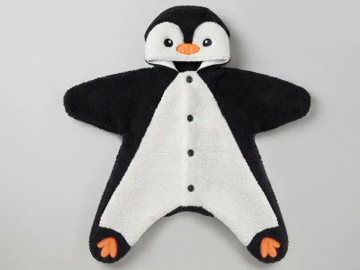 Toptan CAYZEN Penguen Nakışlı Welsoft Unisex Bebek Tulum - Toptan Çocuk Giyim Beniz Kids