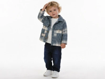 Toptan JUNİOR CLASS Petek Desenli Ceketli Erkek Bebe Takım  - Toptan Çocuk Giyim Beniz Kids