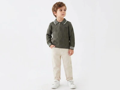 Toptan WEENY KİDS Petek Desenli Trikolu Erkek Takım  - Toptan Çocuk Giyim Beniz Kids