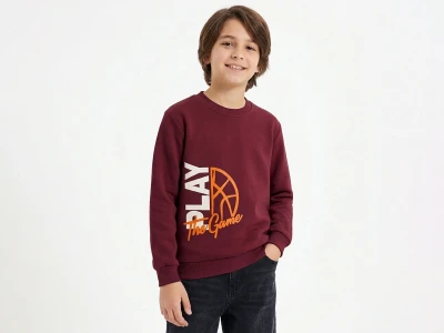 Toptan WENGE KİDS Play Baskılı Şardonlu 3 İp Erkek Çocuk Takım BORDO - Beniz Bebe