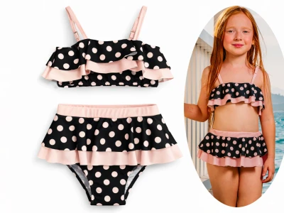 Puan Desenli Kız Mayo Bikini Takım