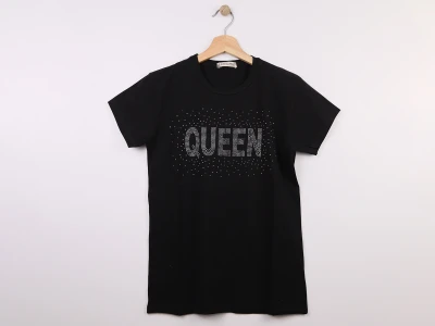 Queen Taş Nakışlı Kız Tişört