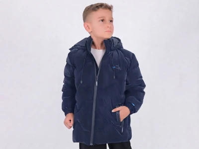 Toptan ROBİN RBN Armalı Fermuarlı Kapşonlu Erkek Mont  LACİVERT - Beniz Bebe
