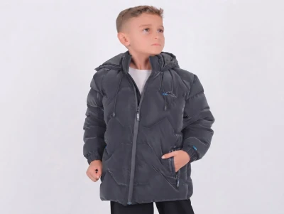 Toptan ROBİN RBN Armalı Fermuarlı Kapşonlu Erkek Mont  FÜME - Beniz Bebe