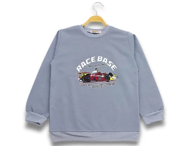 Toptan DIGIDIK KİDS Race Baskılı 2 İp Erkek Sweat  GRİ - Beniz Bebe
