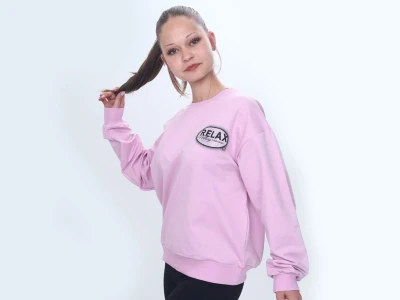 Toptan VIZVIZ Relax Armalı 2 İp Kız Sweat  PEMBE - Beniz Bebe