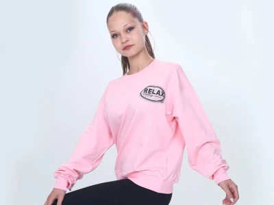 Toptan VIZVIZ Relax Armalı 2 İp Kız Sweat  AÇIKPEMBE - Beniz Bebe