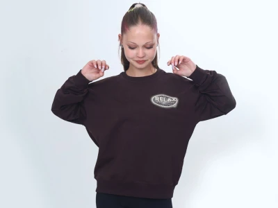 Toptan VIZVIZ Relax Armalı 2 İp Kız Sweat  MÜRDÜM - Beniz Bebe