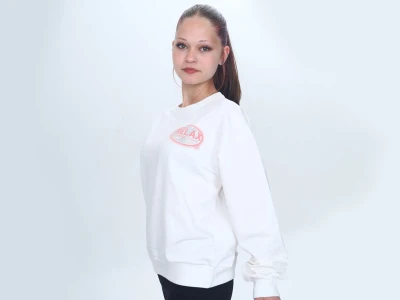 Toptan VIZVIZ Relax Armalı 2 İp Kız Sweat  BEYAZ - Beniz Bebe